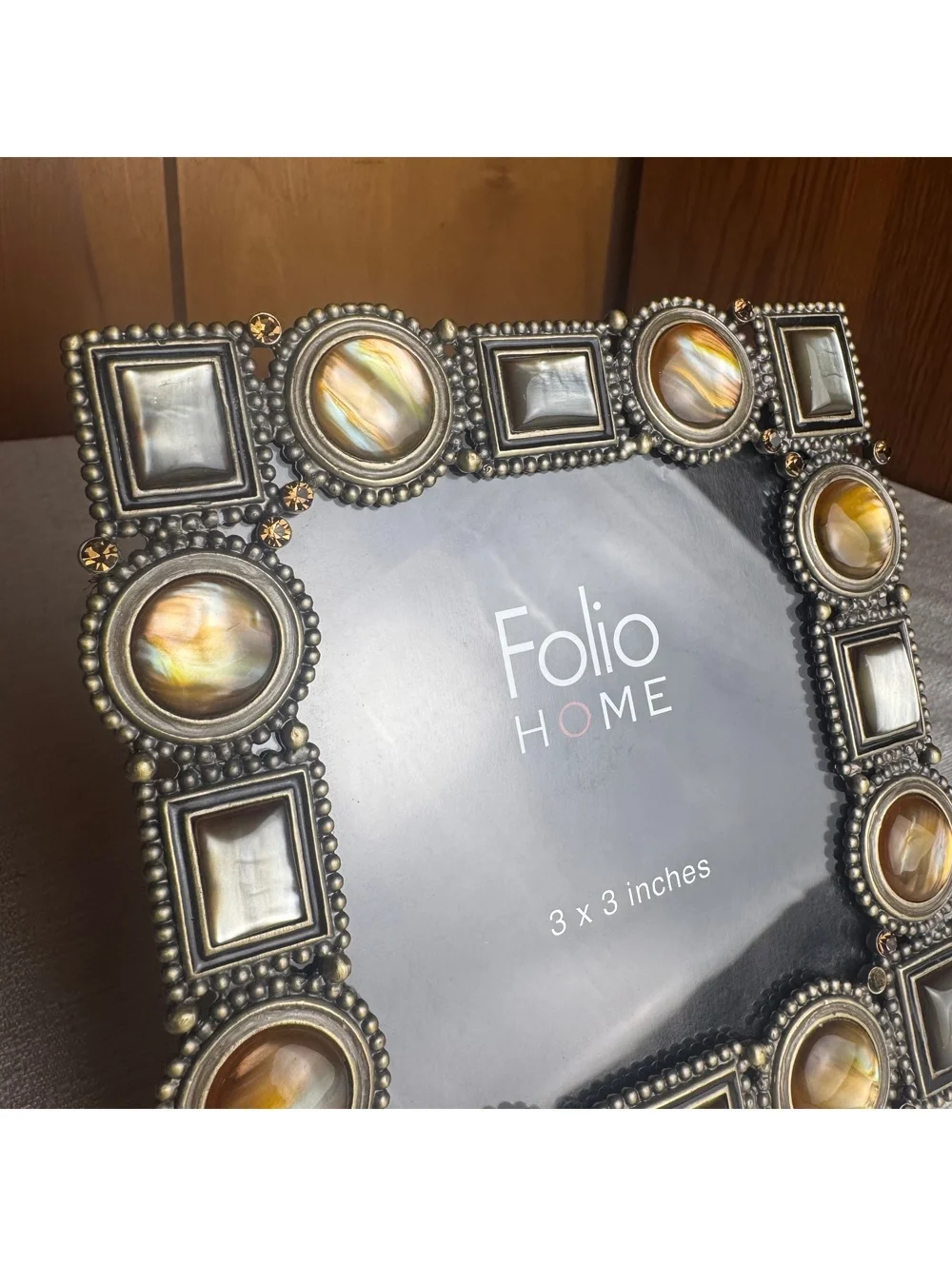 Folio Home 3x3 Silver Tone Picture Frame With Iridescent Gem Accents